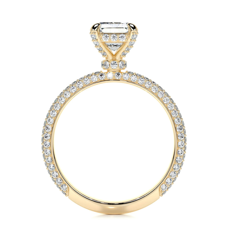 2.25 ct Radiant Cut Moissanite Triple Pavé Engagement Ring