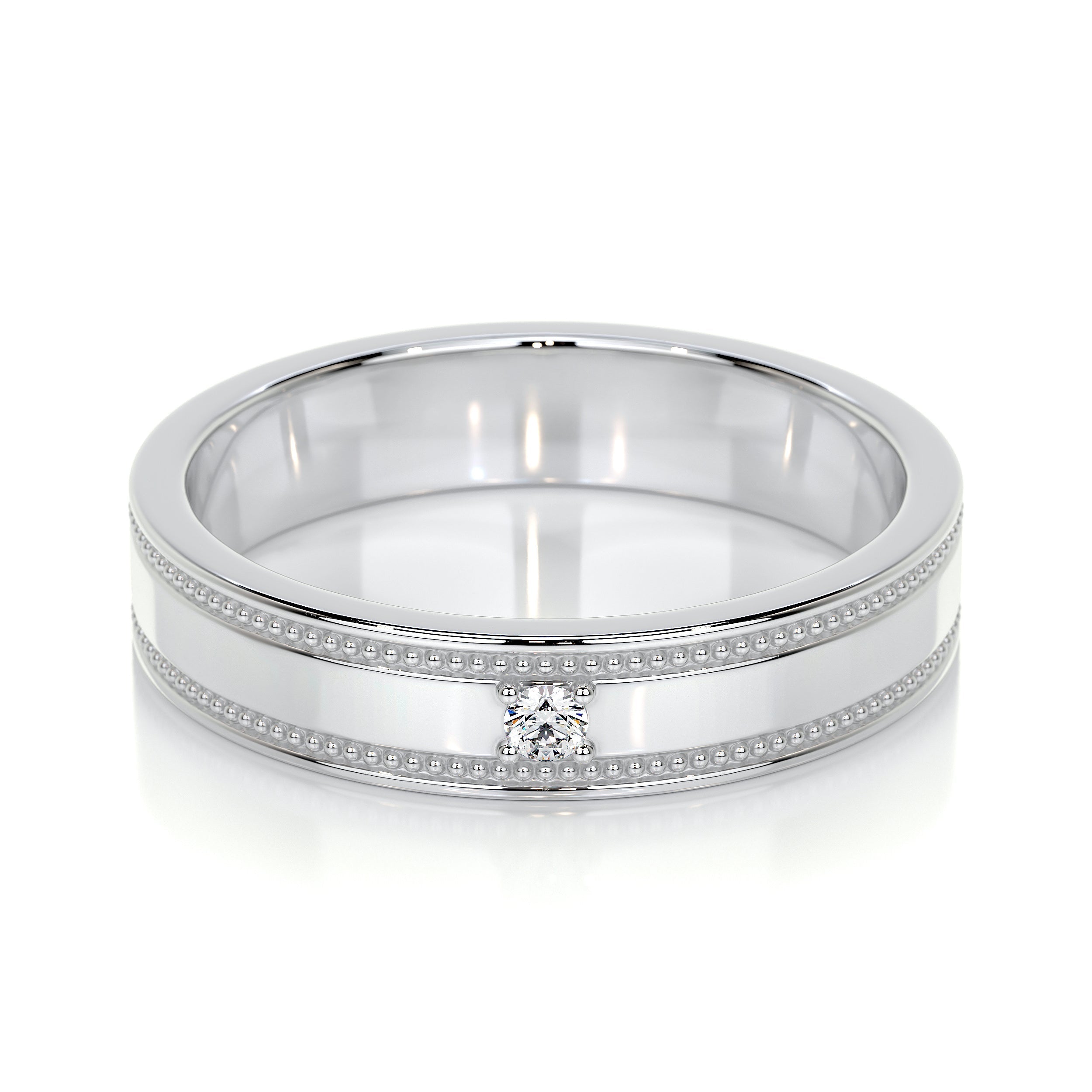 Bezel Set Designing Comfortable Solitaire Moissanite  Wedding Band