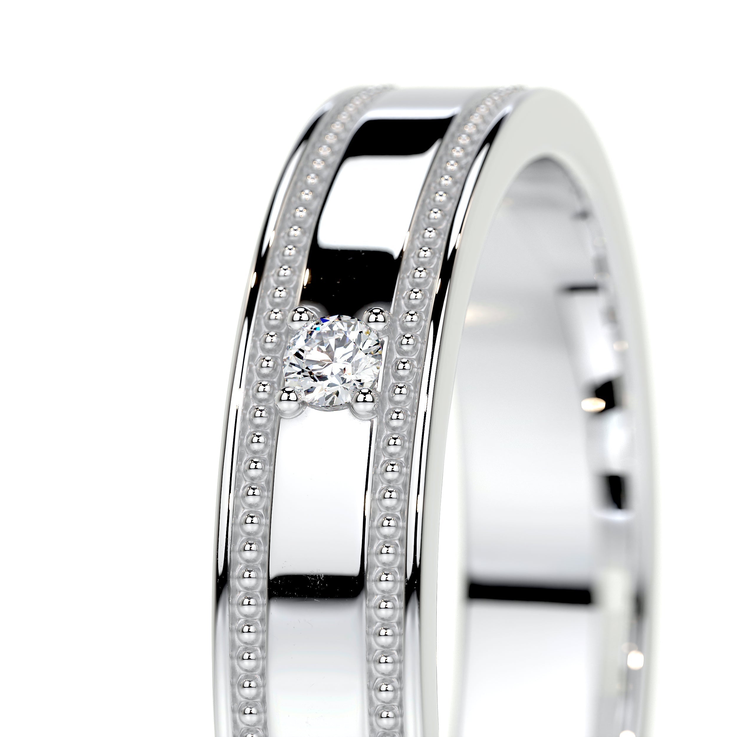 Bezel Set Designing Comfortable Solitaire Moissanite  Wedding Band
