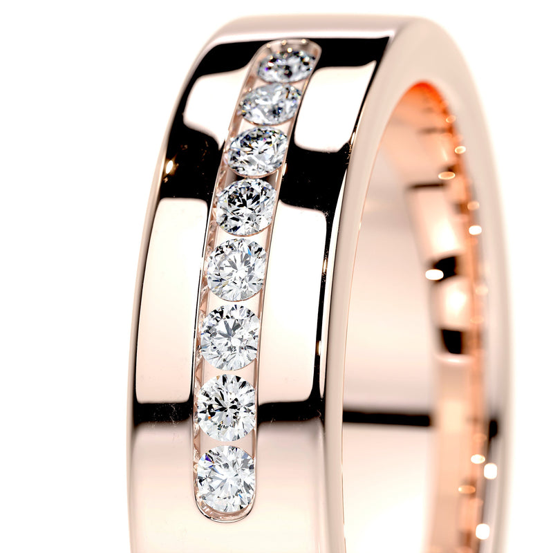 8 Diamonds Channel Set Moissanite Wedding Band