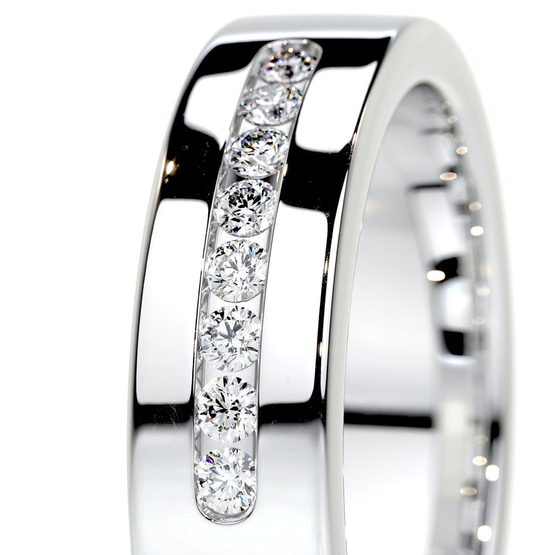 8 Diamonds Channel Set Moissanite Wedding Band