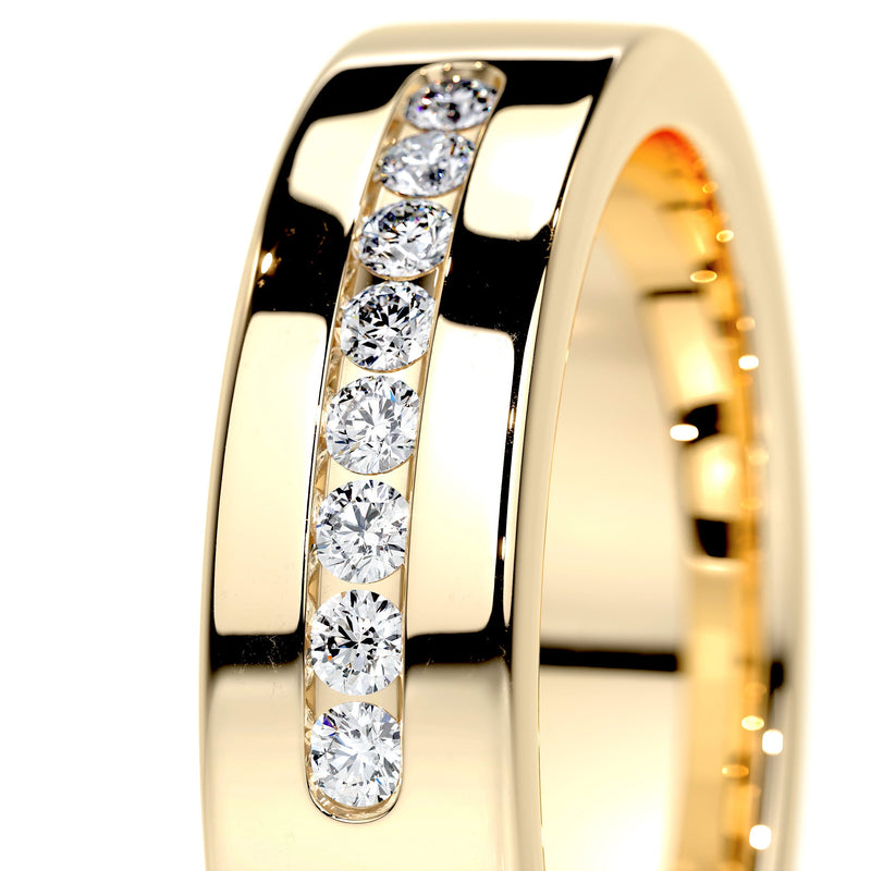 8 Diamonds Channel Set Moissanite Wedding Band