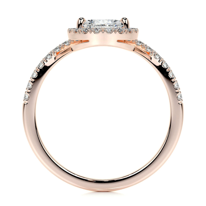 1.95 ct Pear Halo Moissanite Engagement Ring