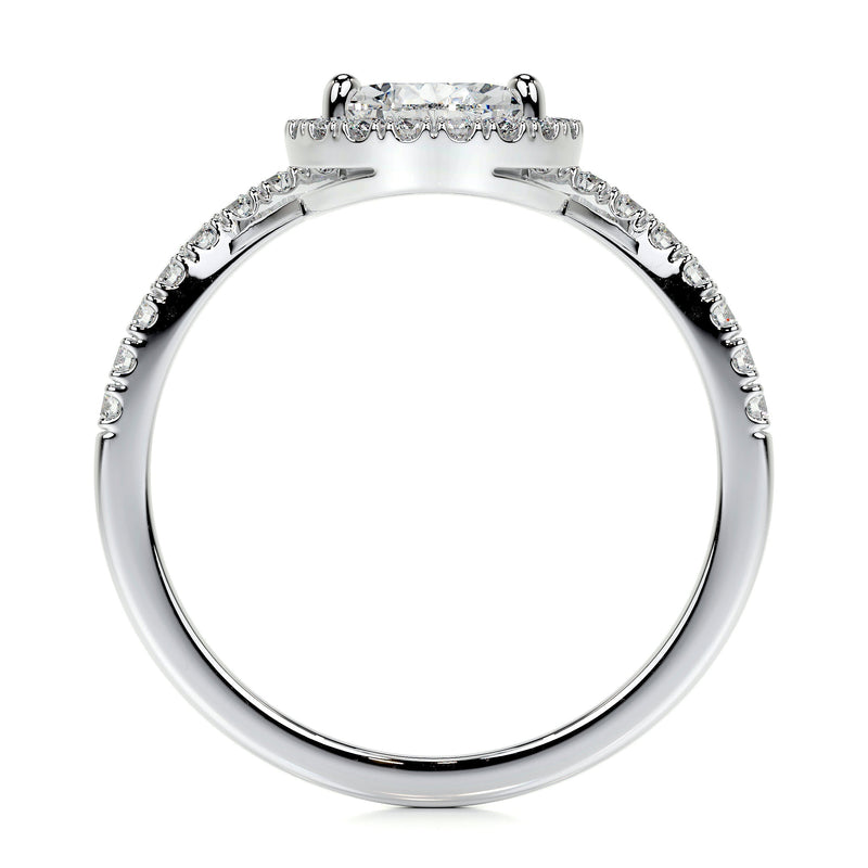 1.95 ct Pear Halo Moissanite Engagement Ring