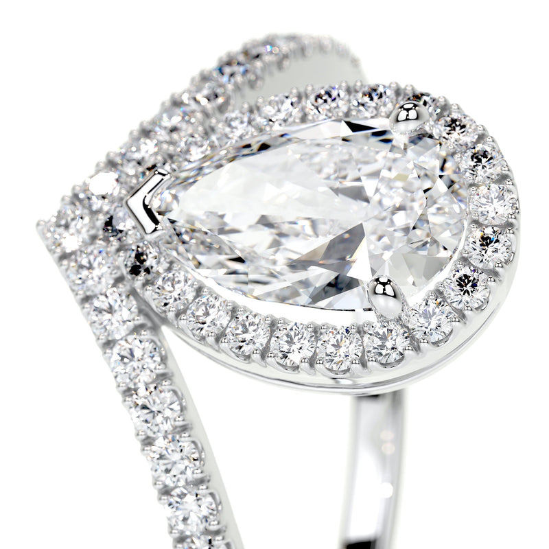 1.95 ct Pear Halo Moissanite Engagement Ring