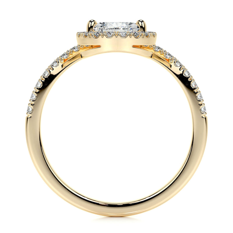 1.95 ct Pear Halo Moissanite Engagement Ring