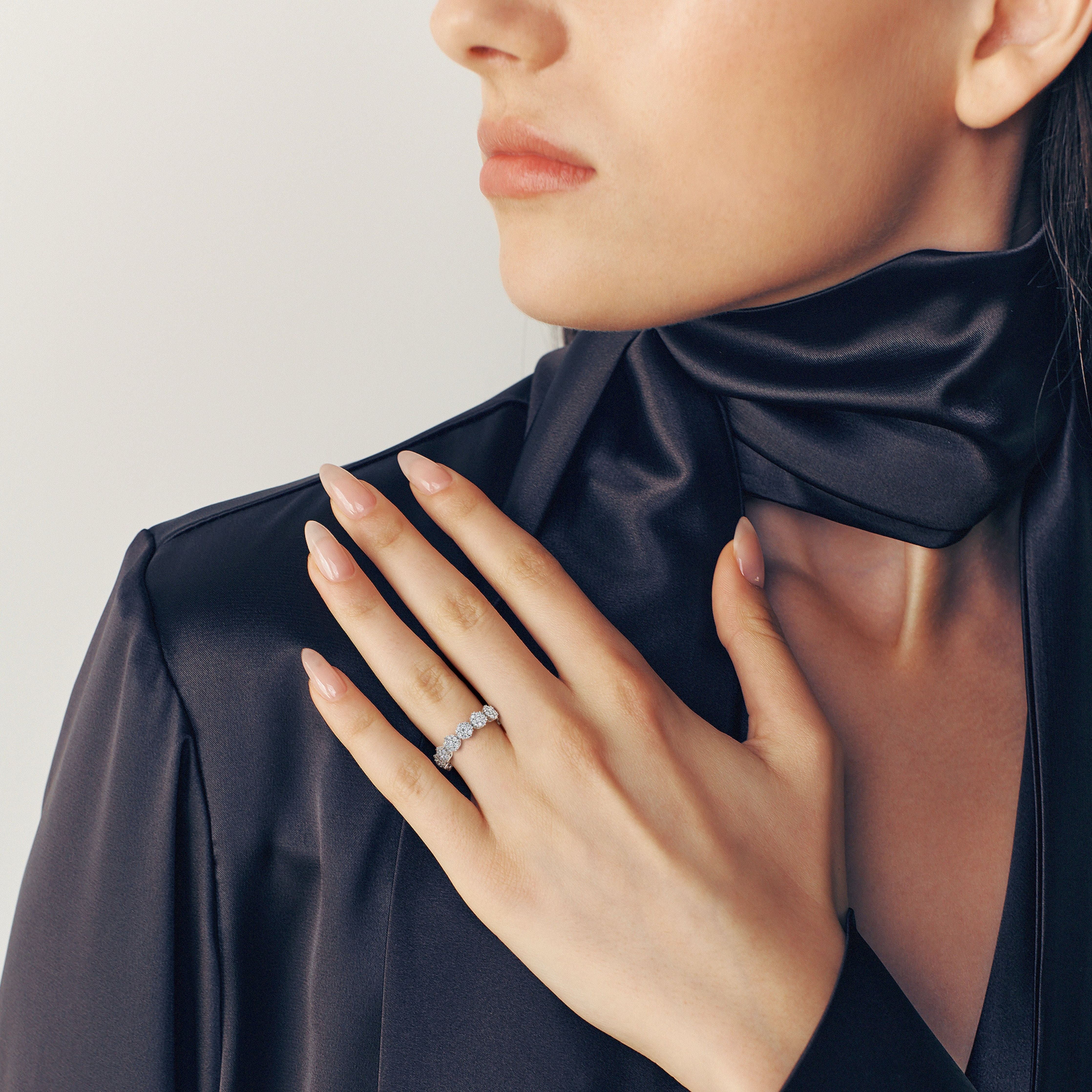 Full Eternity Round Cut Halo Moissanite Wedding Band