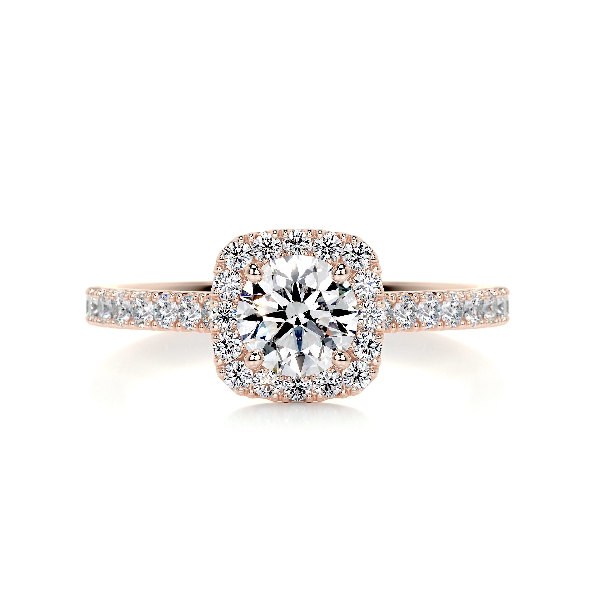 1.45 Carat Round Cut Moissanite Halo Engagement Ring