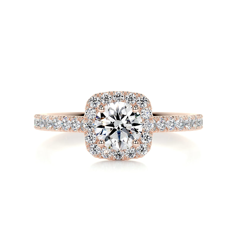 1.45 Carat Round Cut Moissanite Halo Engagement Ring