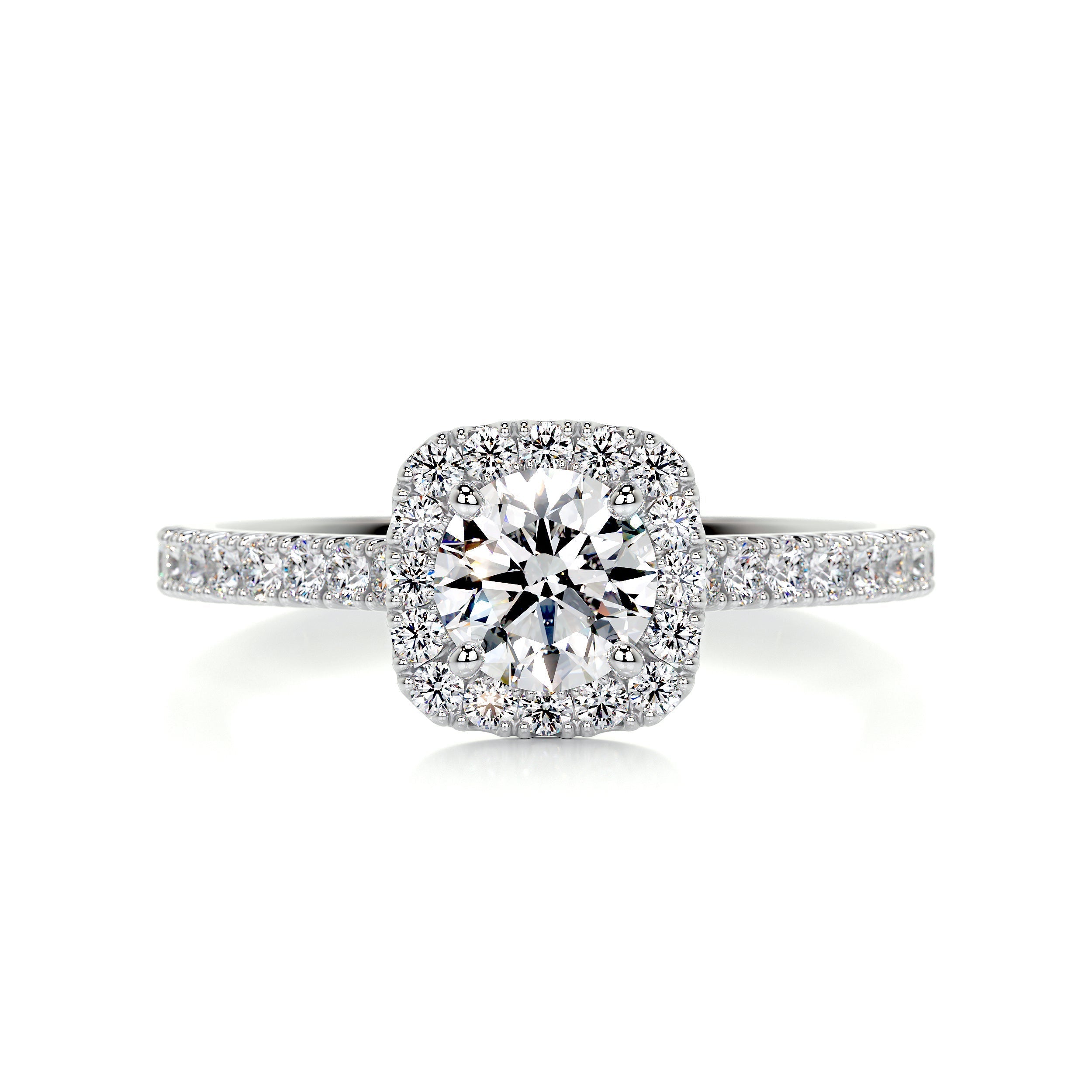 1.45 Carat Round Cut Moissanite Halo Engagement Ring