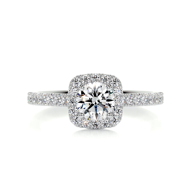 1.45 Carat Round Cut Moissanite Halo Engagement Ring