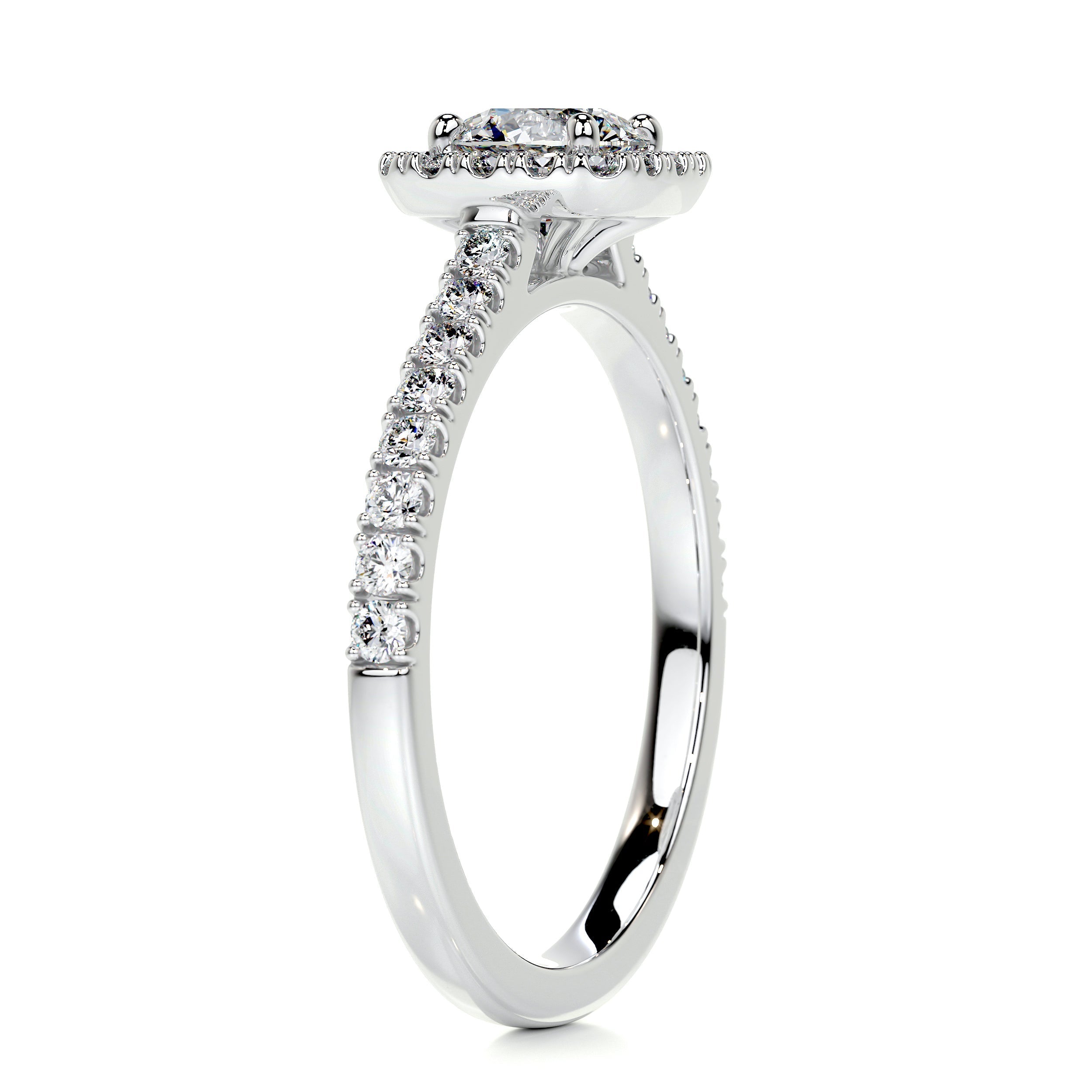 1.45 Carat Round Cut Moissanite Halo Engagement Ring