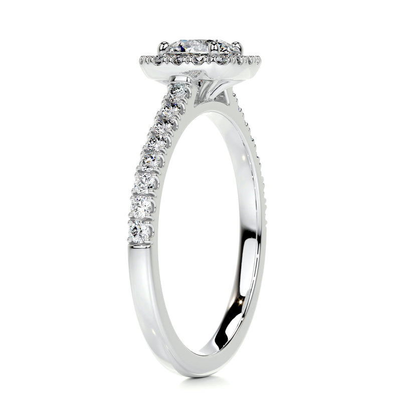1.45 Carat Round Cut Moissanite Halo Engagement Ring