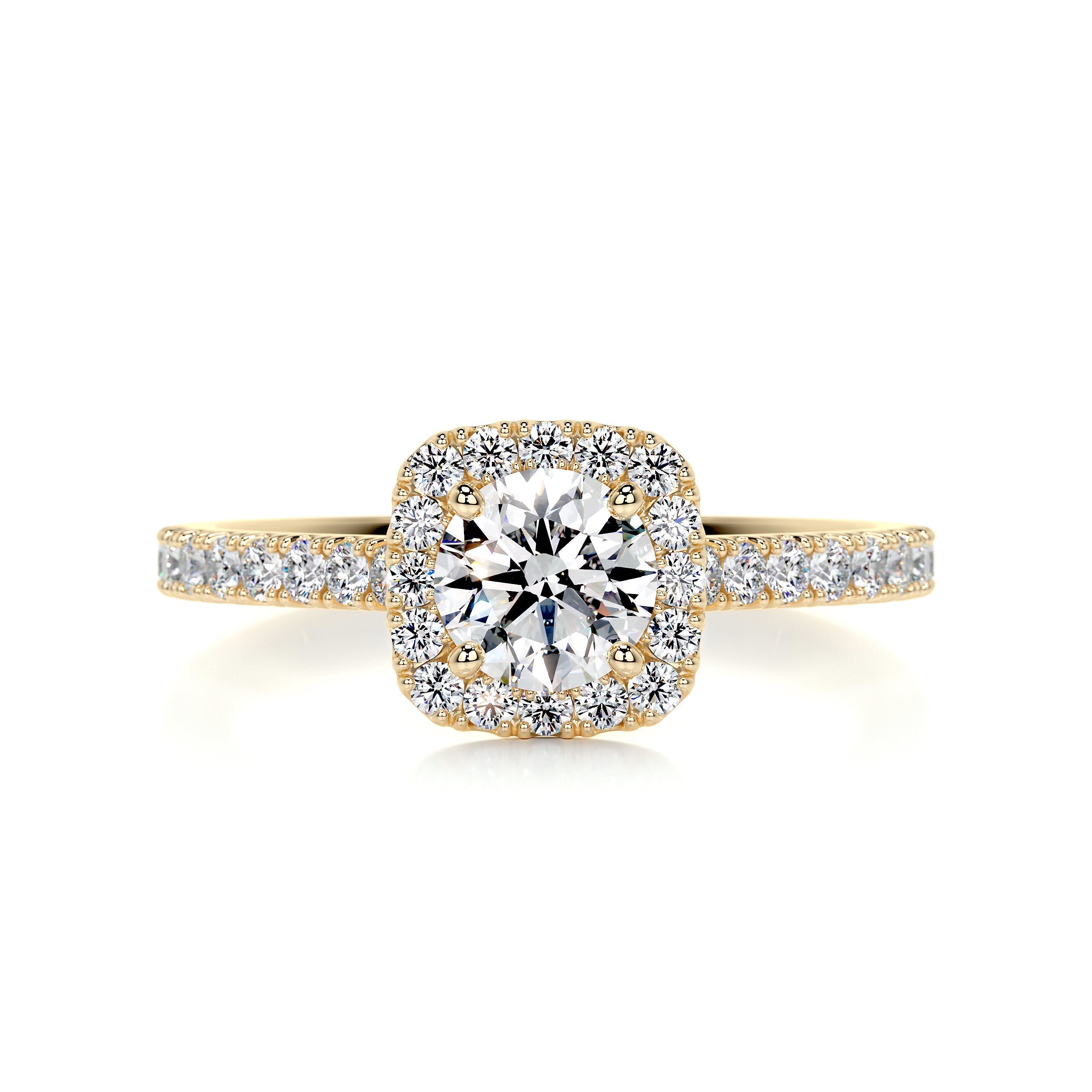 1.45 Carat Round Cut Moissanite Halo Engagement Ring