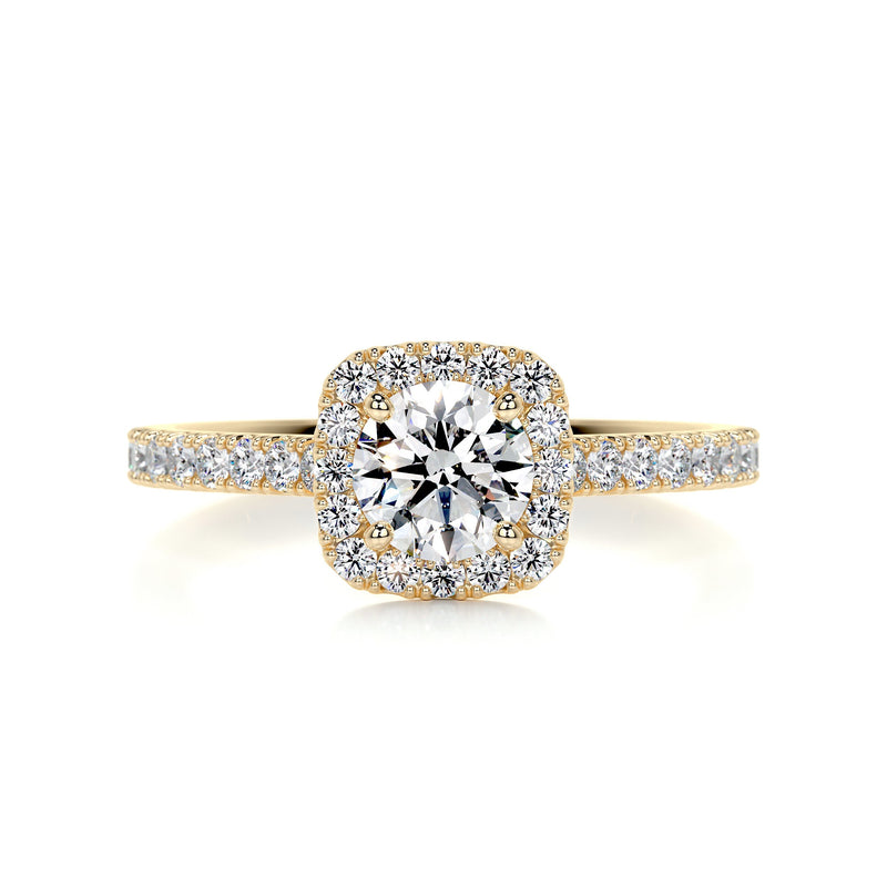 1.45 Carat Round Cut Moissanite Halo Engagement Ring