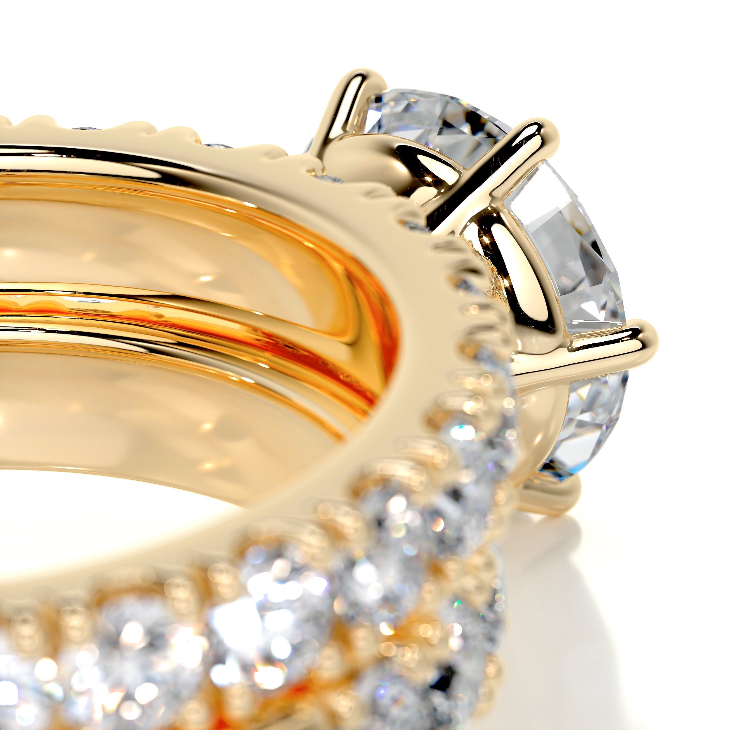 3.05 Carat Round Halo Moissanite Wedding Ring Full Eternity Bridal ring set