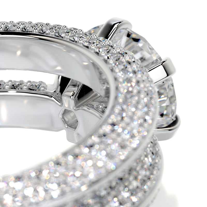 4.21 Carat Round Dual Split Pave Moissanite Bridal Wedding ring set