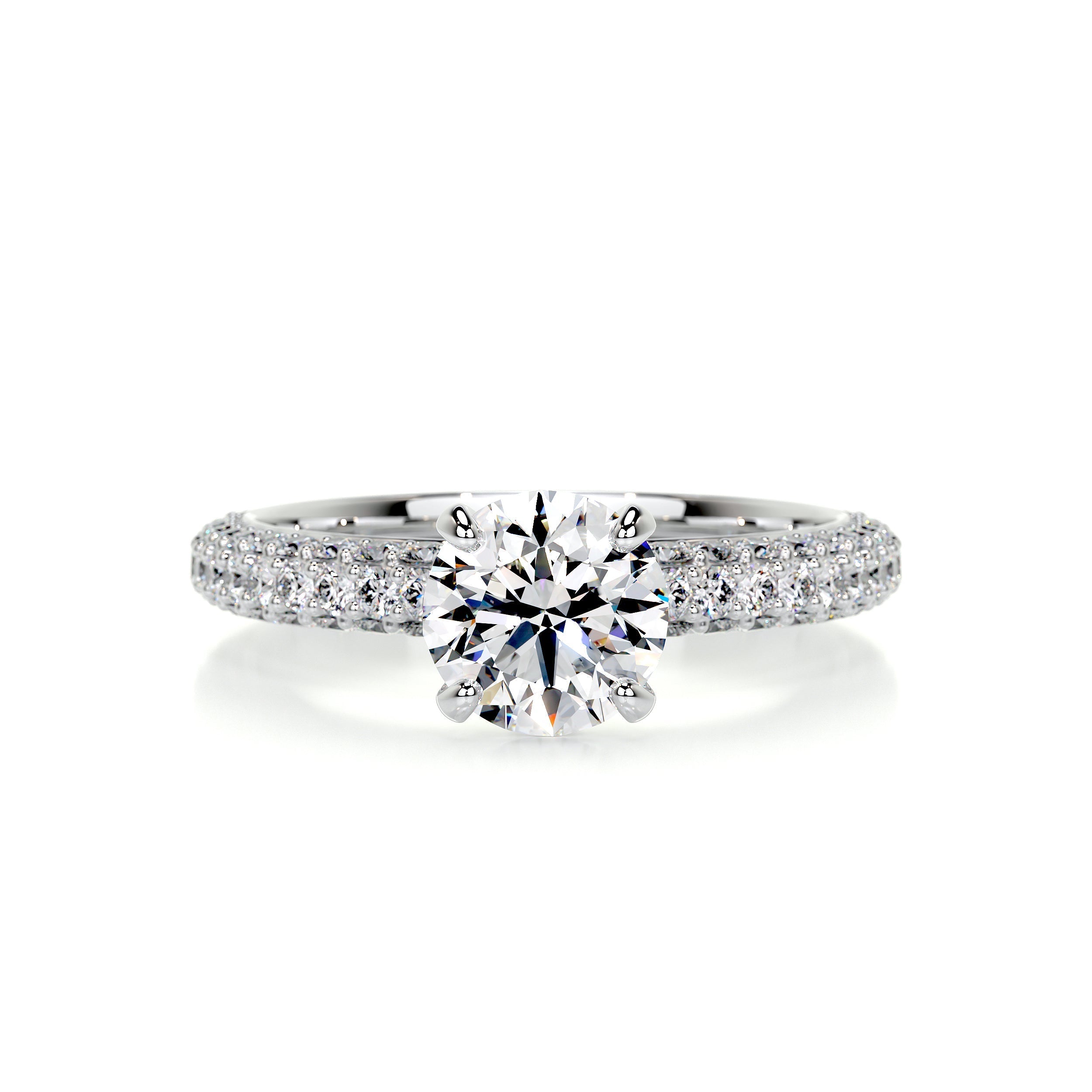 2.0 Carat Symbolic Round Triple Pave Moissanite Engagement Ring