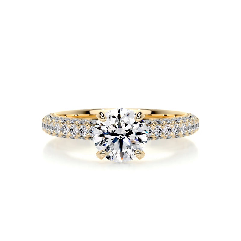 2.25 Carat Round Triple Pave Moissanite Engagement Ring