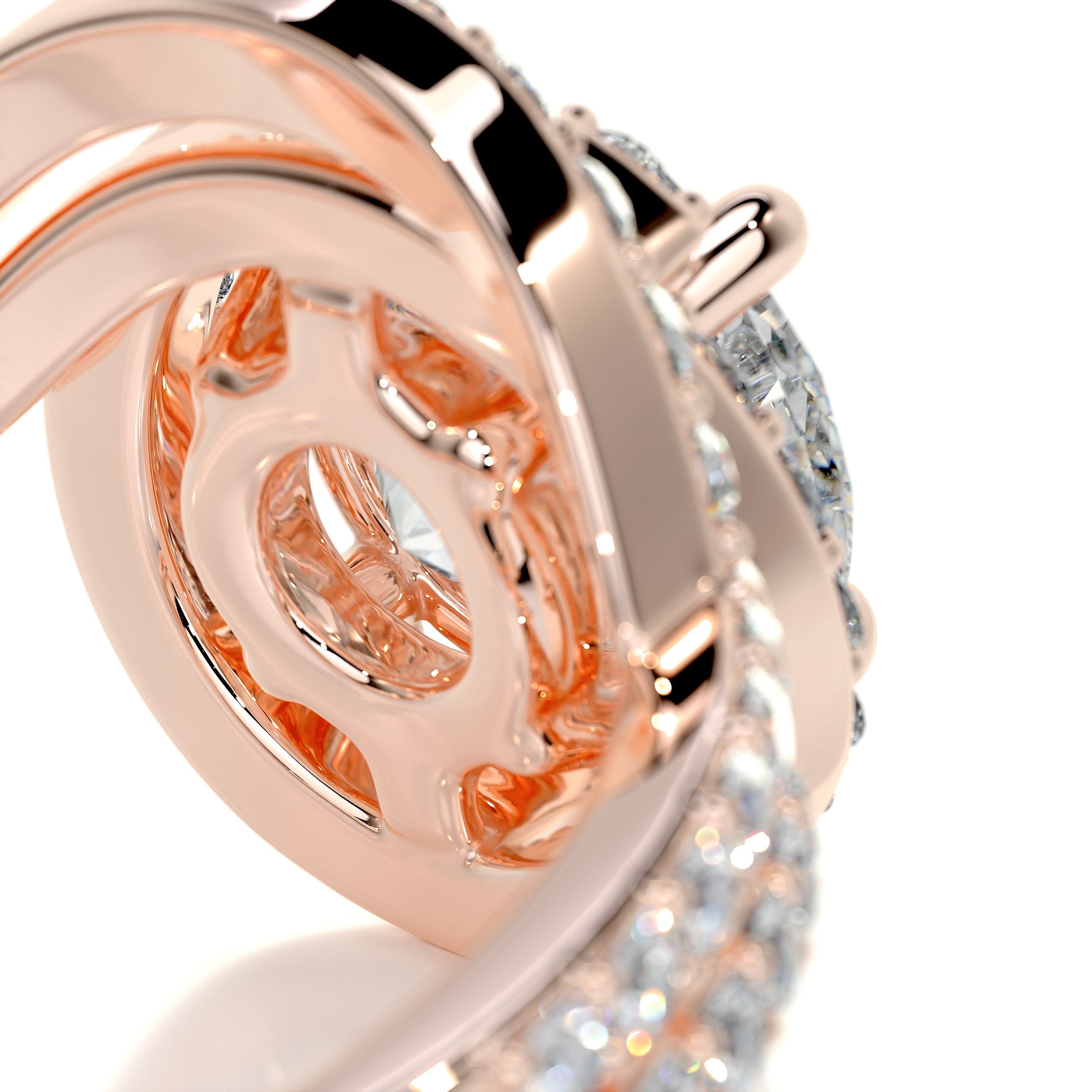 2.70 Carat Round Twisted Halo Shape Moissanite Bridal ring set