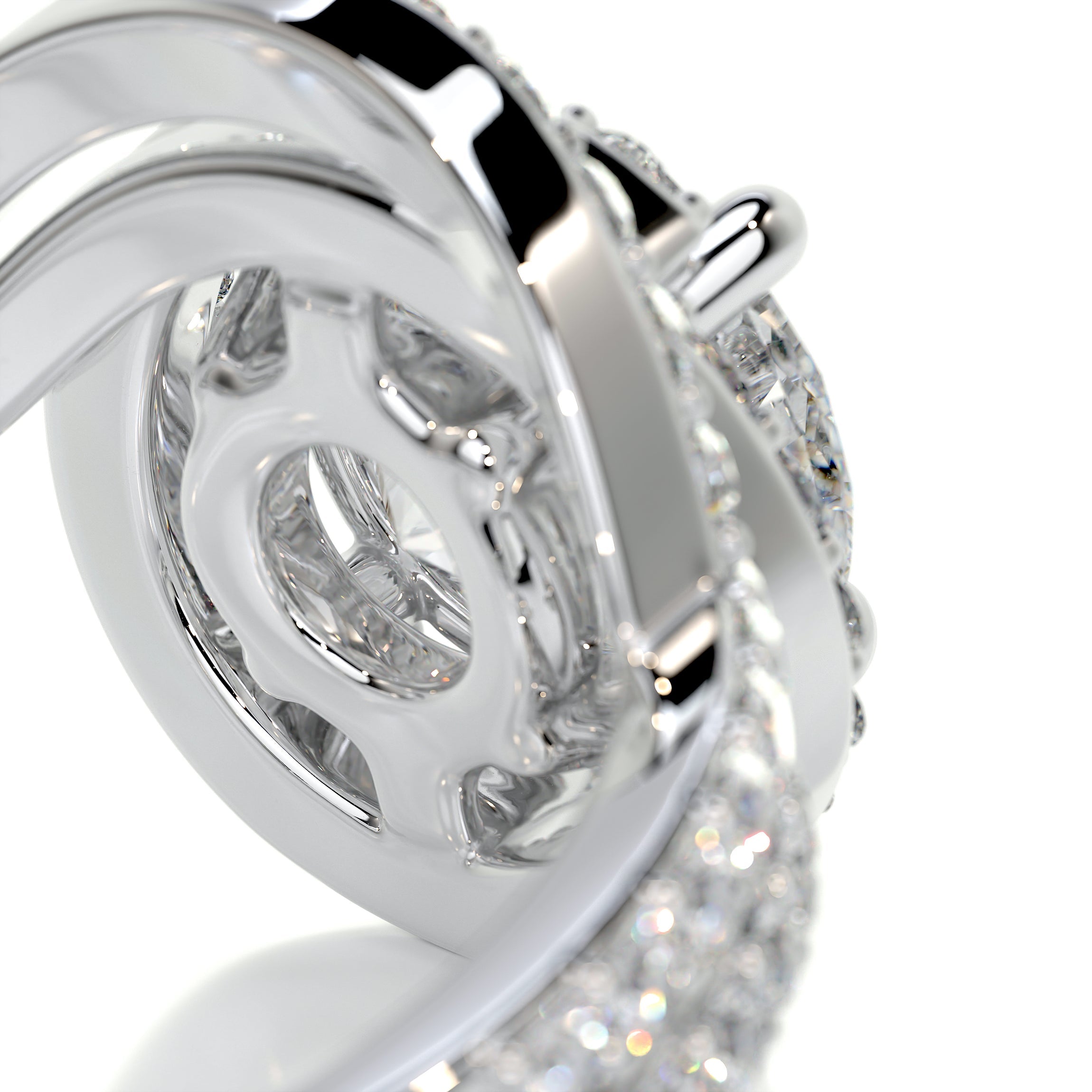 2.70 Carat Round Twisted Halo Shape Moissanite Bridal ring set