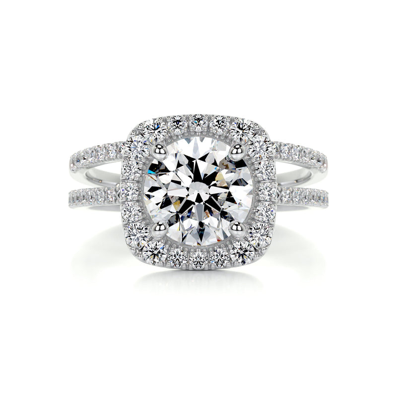 3.6 Carat Round Halo Duology Moissanite Bridal Wedding ring set