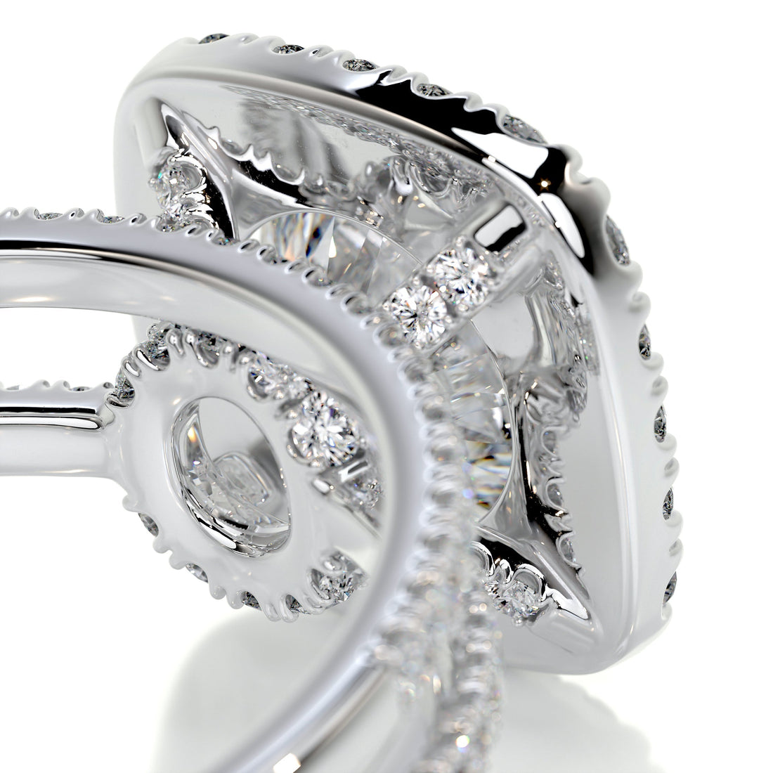 3.6 Carat Round Halo Duology Moissanite Bridal Wedding ring set