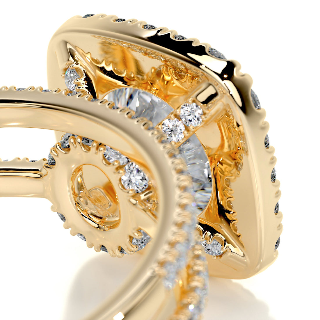 3.6 Carat Round Halo Duology Moissanite Bridal Wedding ring set