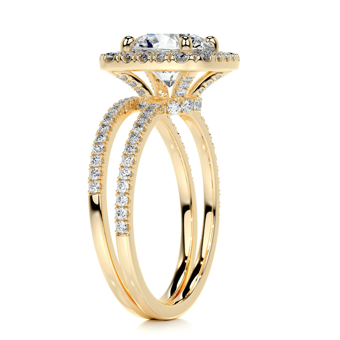3.6 Carat Round Halo Duology Moissanite Bridal Wedding ring set