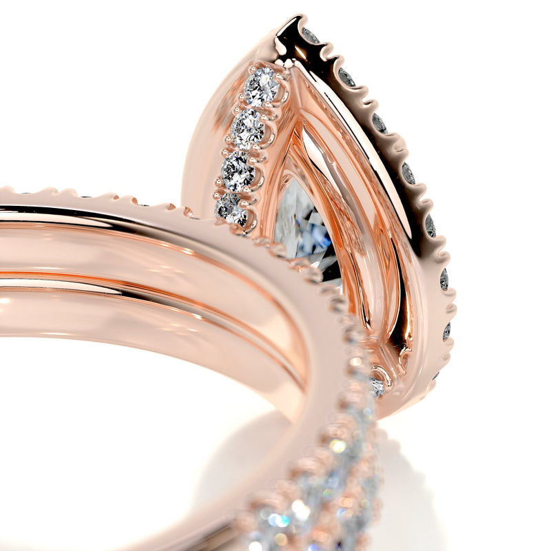 2.65 Carat Pear Halo Moissanite Bridal Wedding ring set