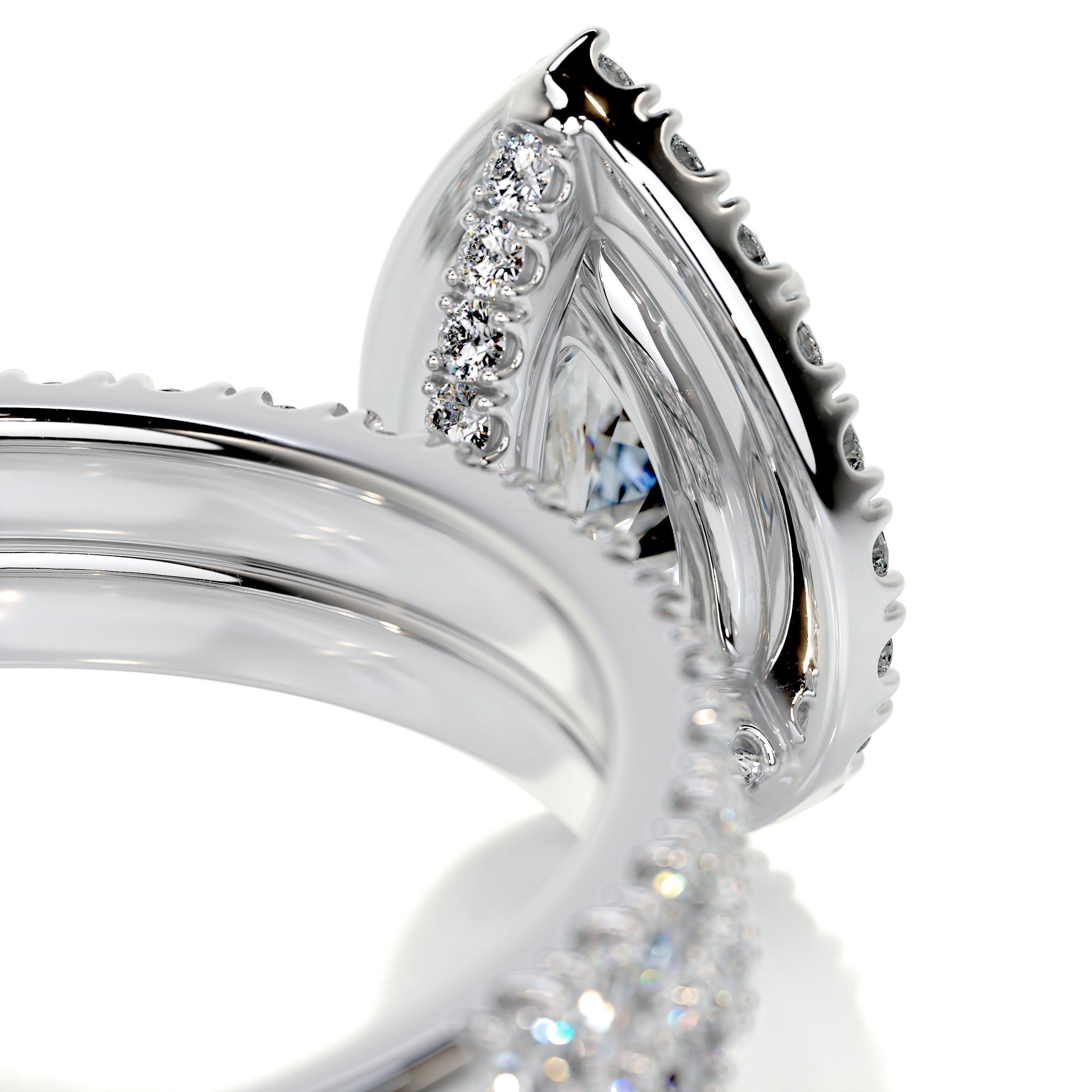 2.65 Carat Pear Halo Moissanite Bridal Wedding ring set