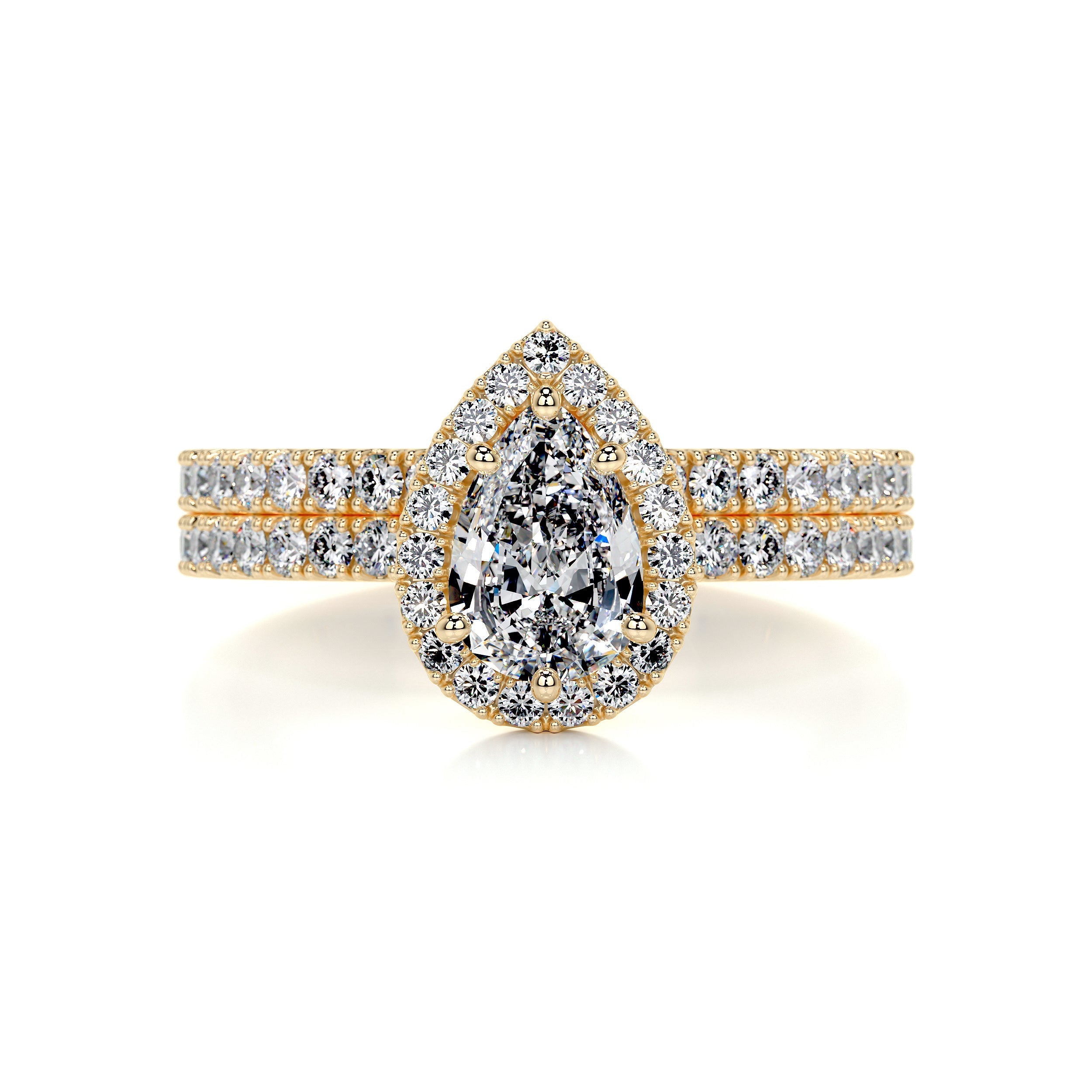 2.65 Carat Pear Halo Moissanite Bridal Wedding ring set