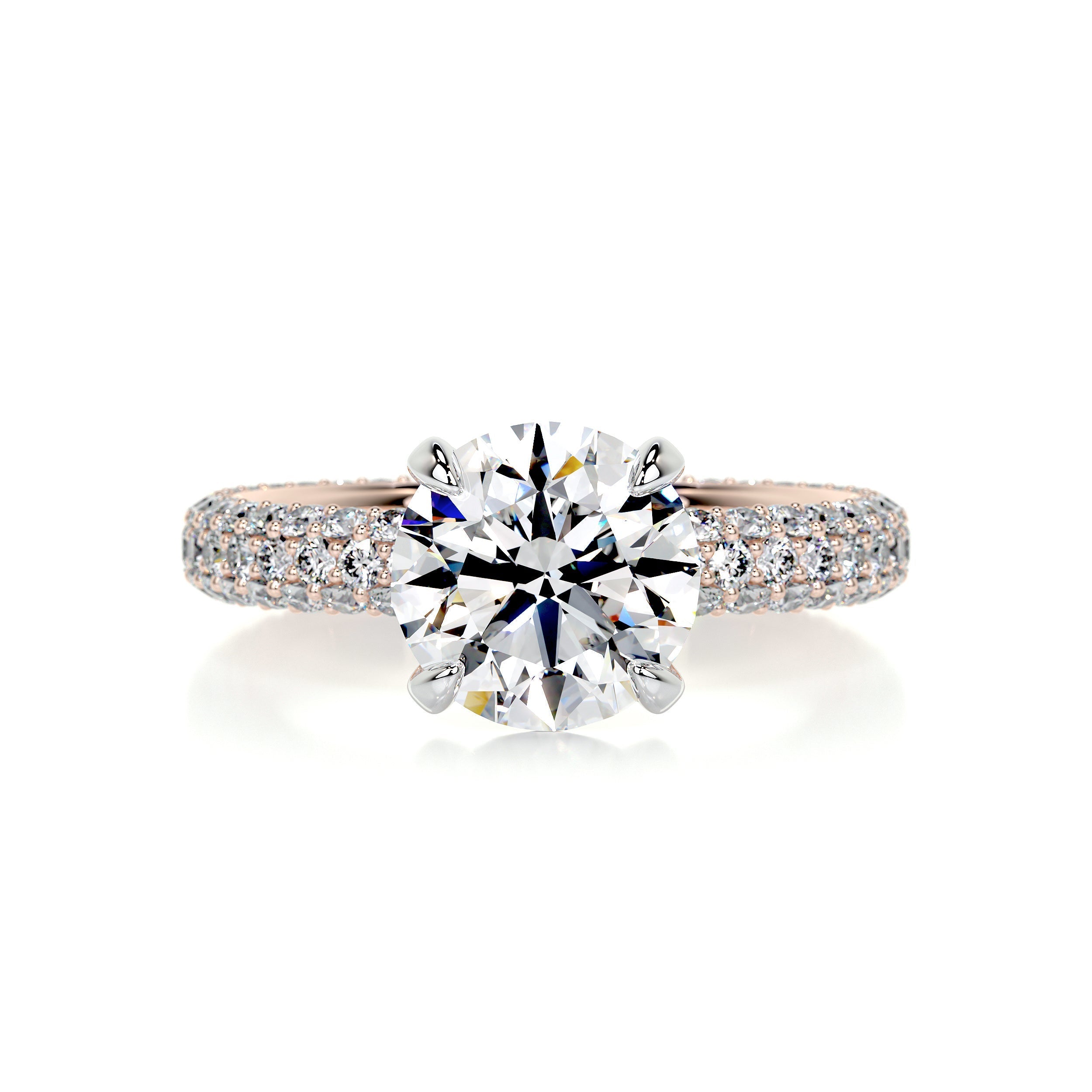 3.5 Carat Round Triple Pave Moissanite Dual Tone Engagement Ring