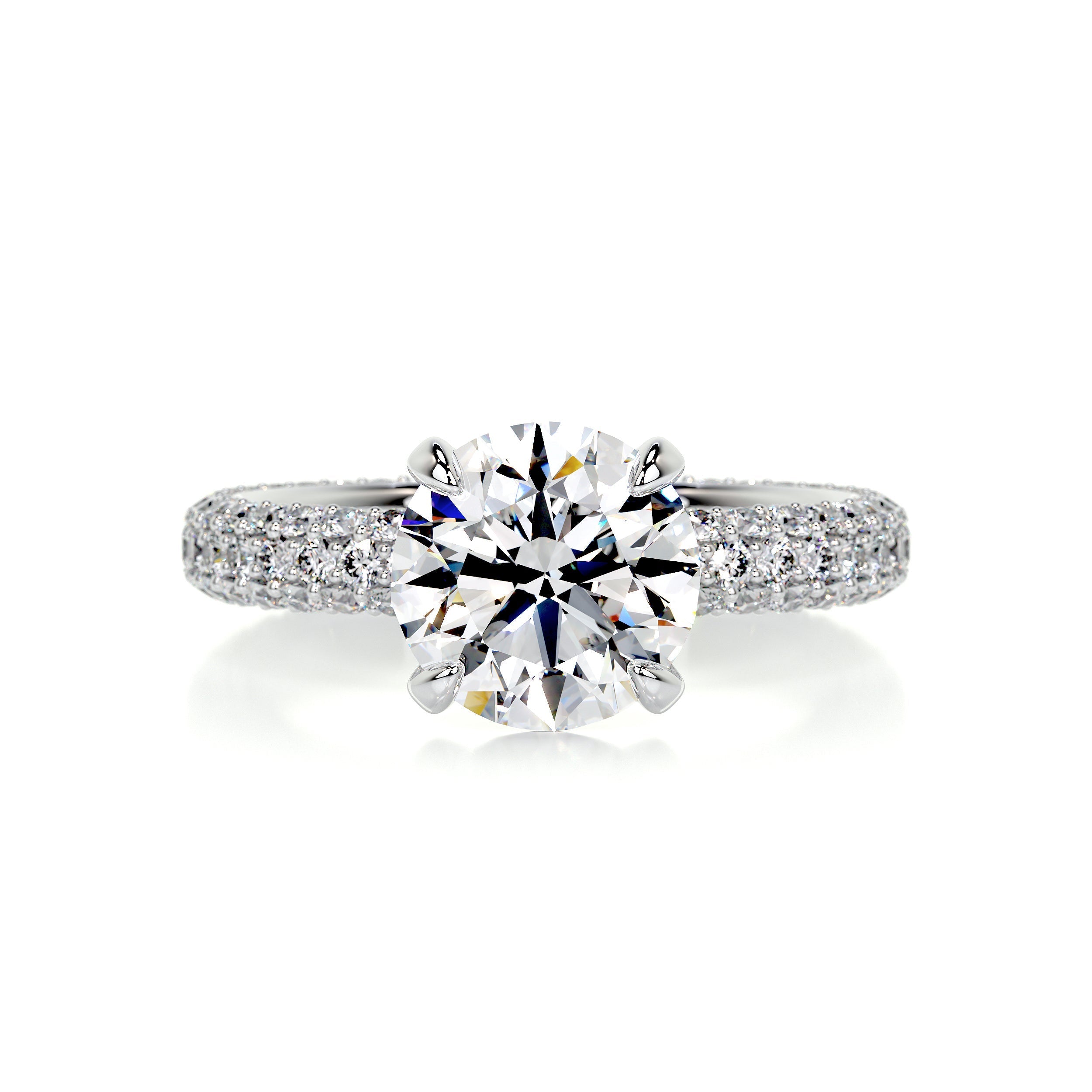 3.5 Carat Round Triple Pave Moissanite Dual Tone Engagement Ring