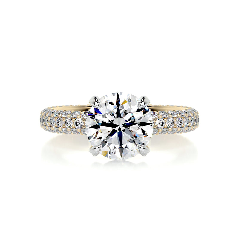 3.5 Carat Round Triple Pave Moissanite Dual Tone Engagement Ring