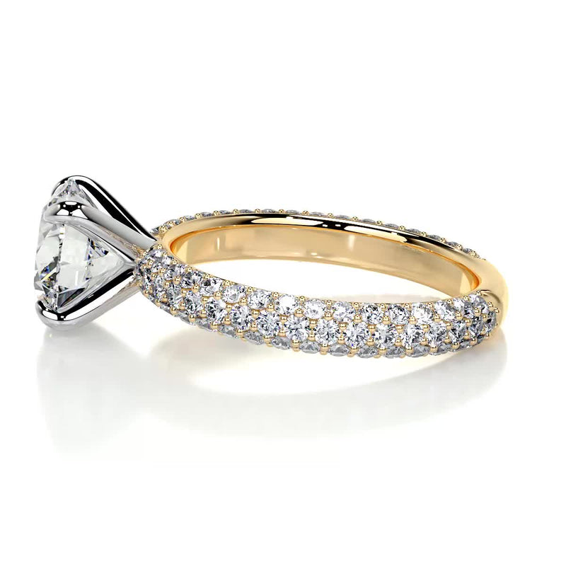 3.5 Carat Round Triple Pave Moissanite Dual Tone Engagement Ring