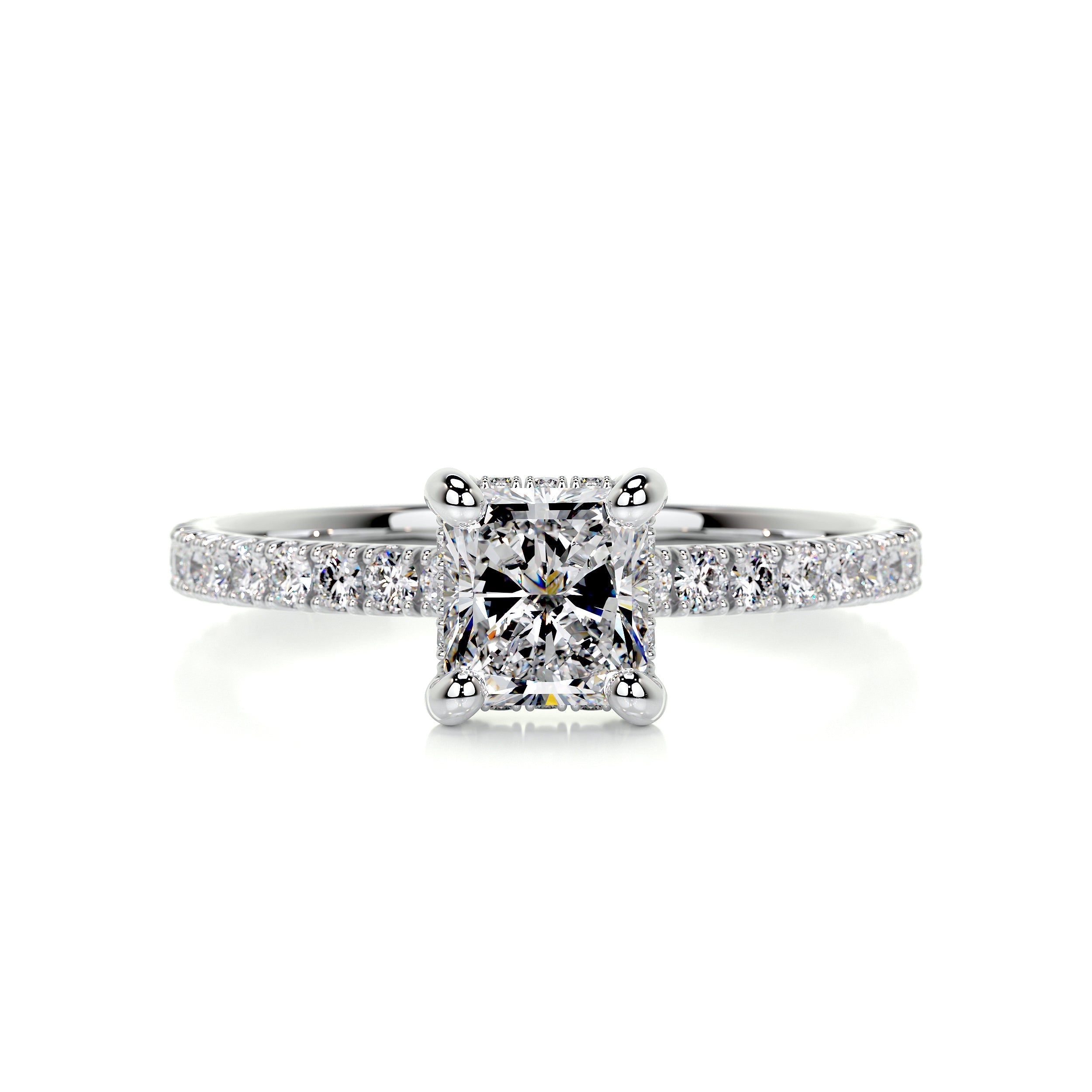 2.1 Carat Radiant Hidden Halo Moissanite Engagement Ring