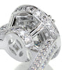 3.95 Carat Round Halo Bezel Triple Pave Moissanite Engagement Ring