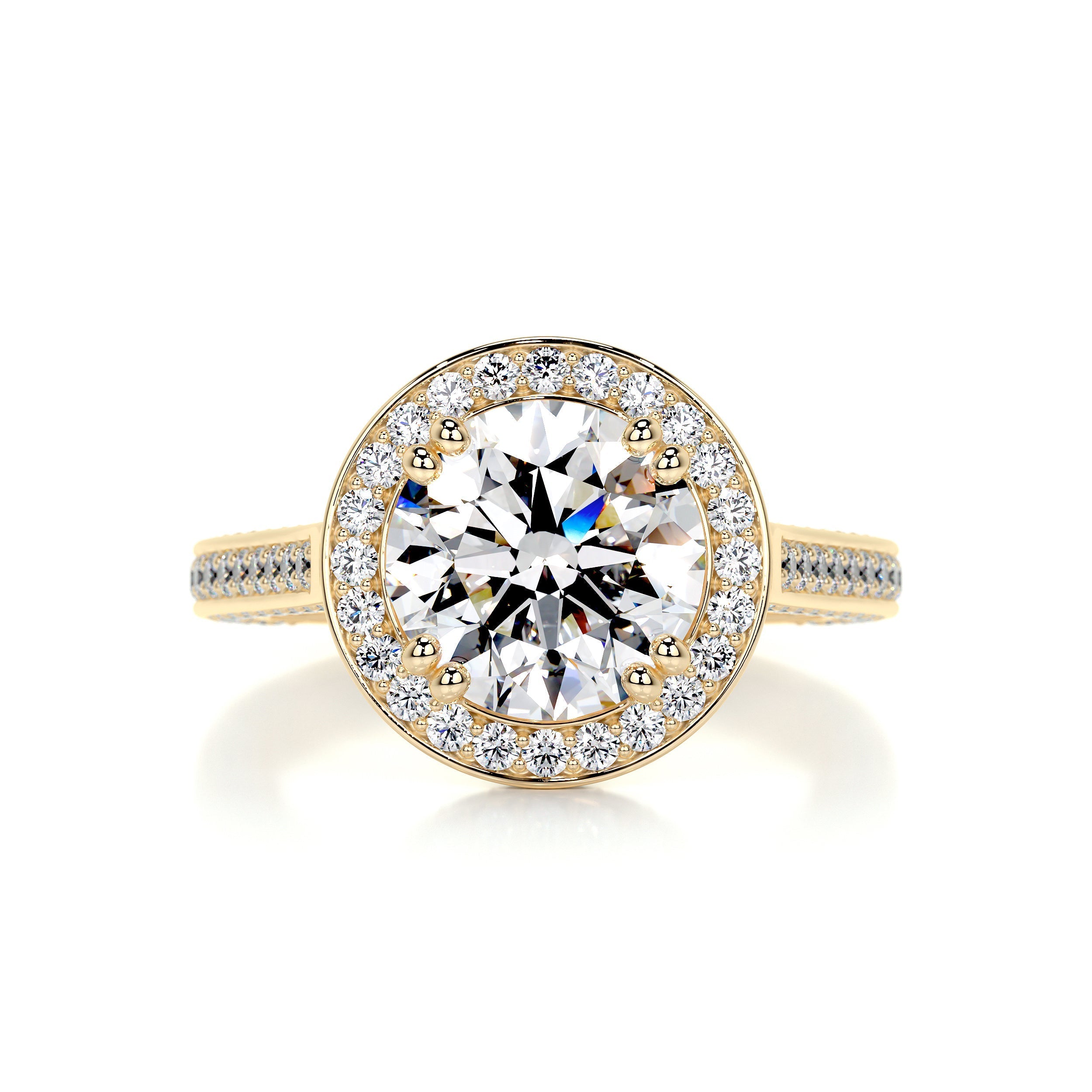 3.95 Carat Round Halo Bezel Triple Pave Moissanite Engagement Ring