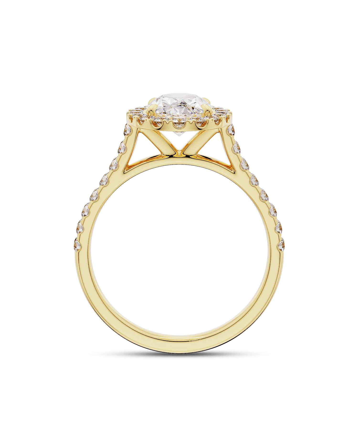 1.5 - 3.5 CT Pear CVD Diamond Halo & Pave  Engagement Ring