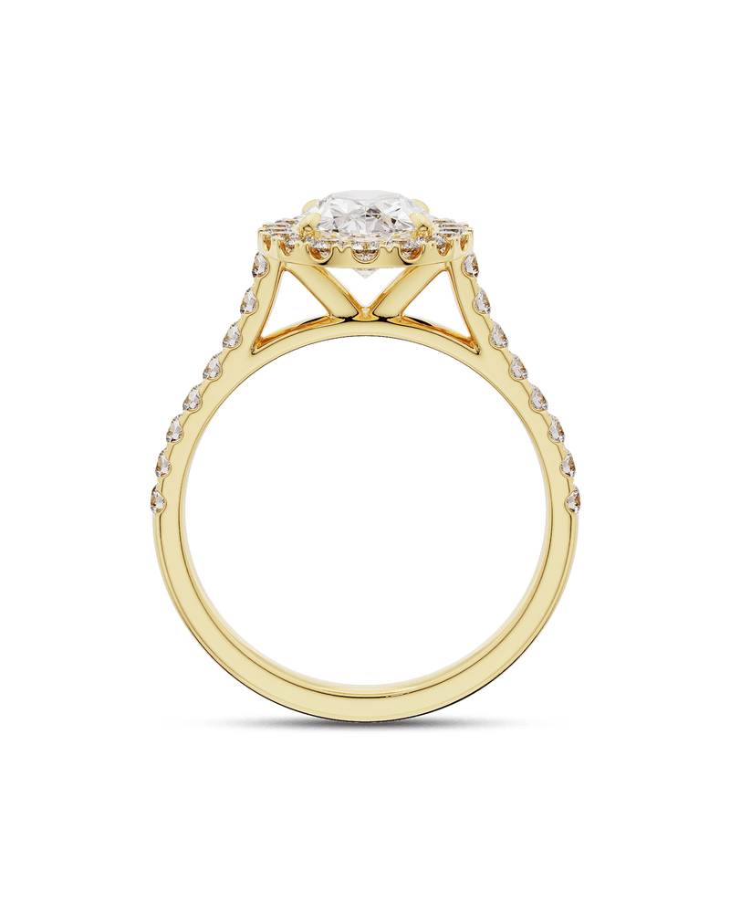 1.5 - 3.5 CT Pear CVD Diamond Halo & Pave  Engagement Ring