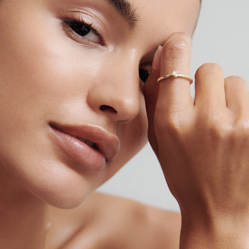 0.15 Carats Heart Cut CVD Diamond Solitaire Engagement Ring