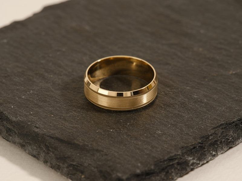 7.0mm Milgrain & Beveled Edge Wedding Band For Him