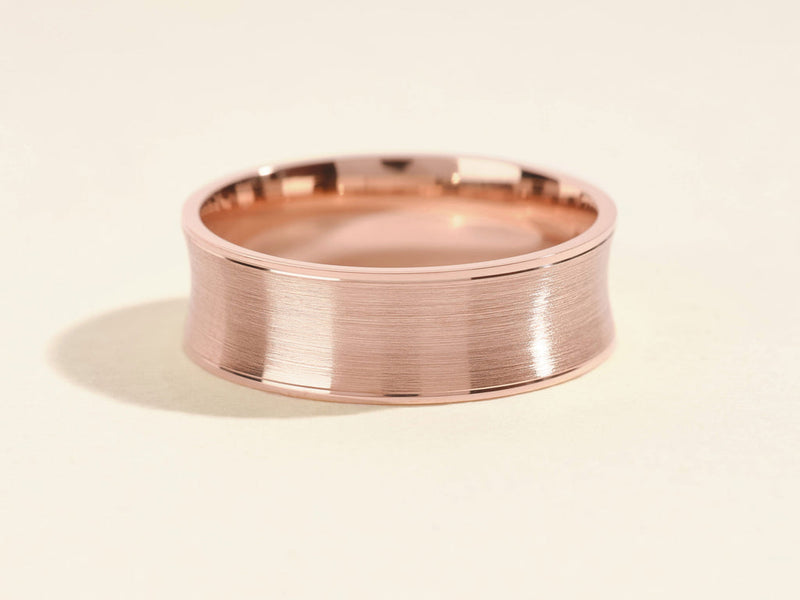 7.0mm Matte Brushed Concave Wedding Band Anniversary Gift For Him