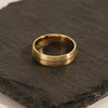 6.0mm Basic Carved Matte Brushed Men's Gold Wedding Band
