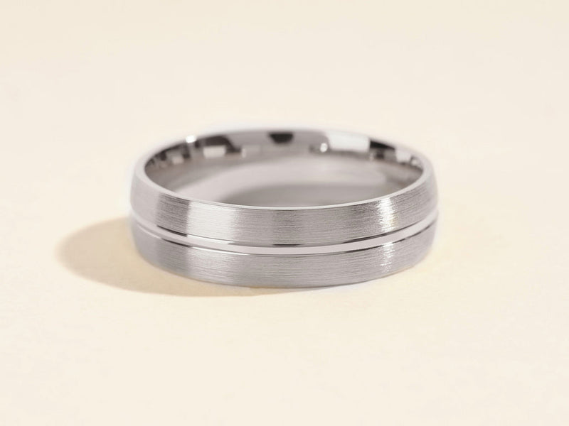 6.0mm Basic Carved Matte Brushed Men's Gold Wedding Band