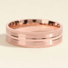 6.0mm Mid-Beveled & Matte Brushed Milgrain Men's Gold Wedding Band