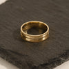 6.0mm Mid-Beveled & Matte Brushed Milgrain Men's Gold Wedding Band