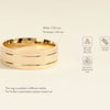 7.0mm Horizontal Thick Brushed & Double Grooved Men's Gold Wedding Band