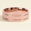 7.0mm Horizontal Thick Brushed & Double Grooved Men's Gold Wedding Band